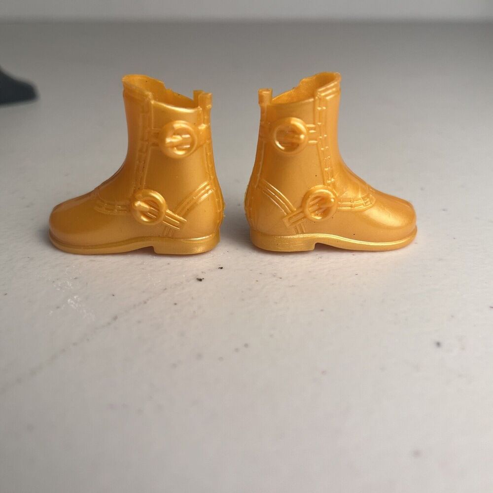 Barbie Doll Ken Shoes Boots Lot Gold and Black 2 Pairs Motorcycle Boots - Picture 8 of 10